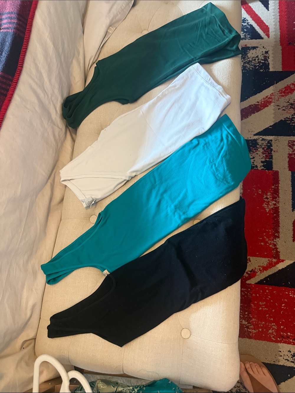 Pack of 4 Women's Scoop Neck Tank Tops in Green, White, Teal, and Black